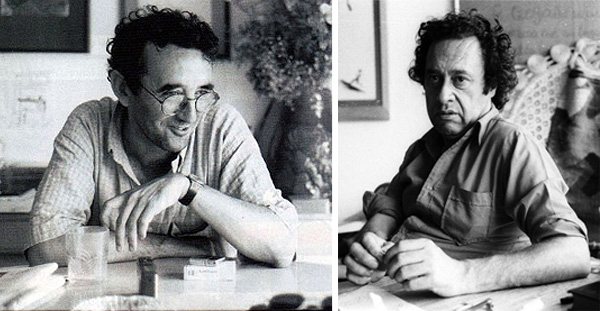 Left: Roberto Bolaño, date unknown. Right: Enrique Lihn, Santiago, 1983. Photo: Marcelo Montecino. 