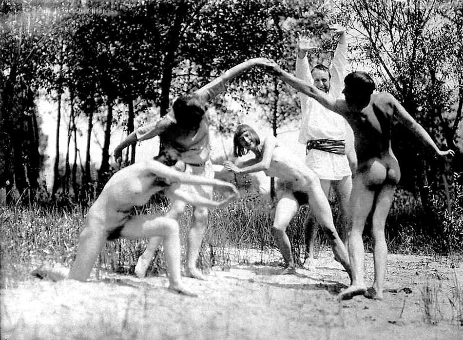 German choreographer Rudolf Laban and his dancers at Monte Verità in Ascona, Switzerland, 1914. Photo: Johann Adam Meisenbach.