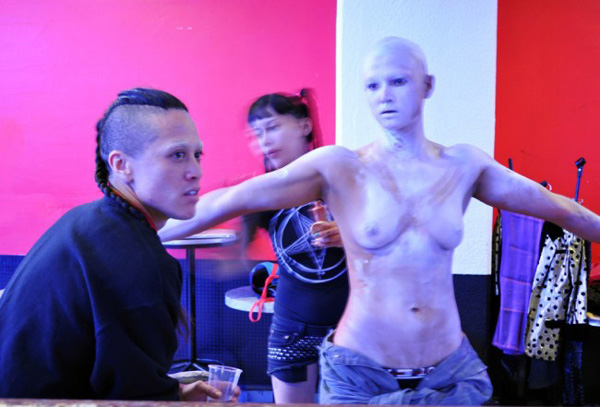 Wu Tsang and boychild during the production of <em>A day in the life of bliss</em>, 2013. Photo: Jesus Torres Torres.