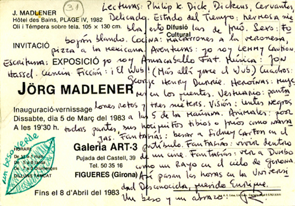 Postcard from Bolaño to Enrique Lihn, 1983. © Robert Bolaño, used with the permission of The Wylie Agency and the Getty Research Institute.