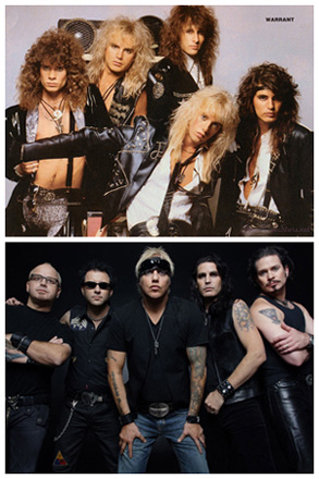 The evolution of Warrant's look from the 1980s (top) to the present.