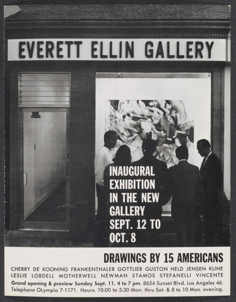 An exhibition announcement for the Everett Ellin Gallery's inaugural exhibition, 1960. Archives of American Art, Smithsonian Institution.