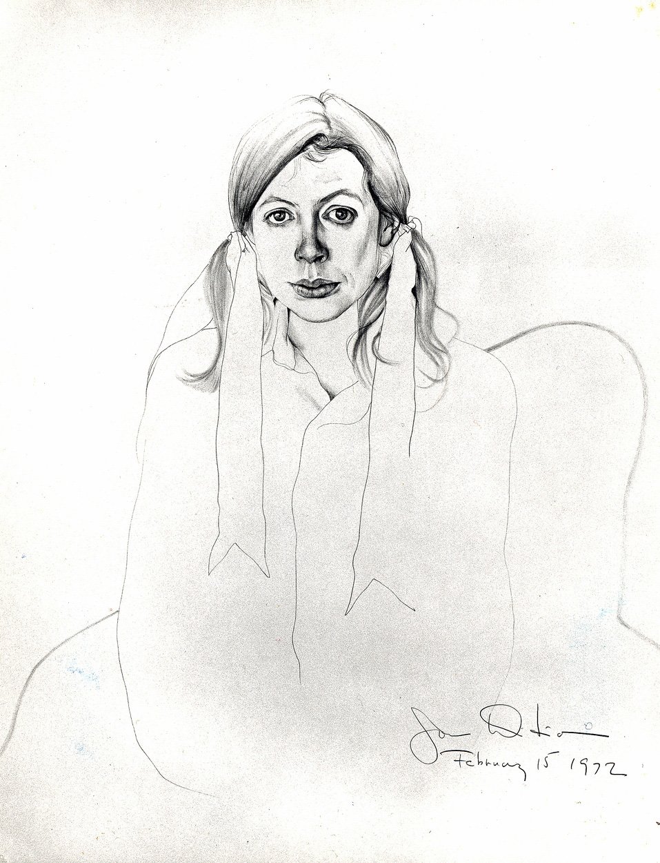 <em>Joan Didion</em>, 1972. Ink and pencil on paper. 29 x 23 in. Courtesy of the artist.