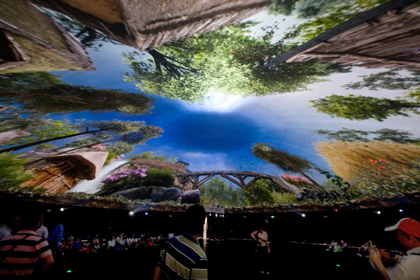 “The Only Planet We Have,” an immersive panoramic film at the Pavilion of Urban Planet, conceived and designed by Triad Berlin Projektgesellschaft. 