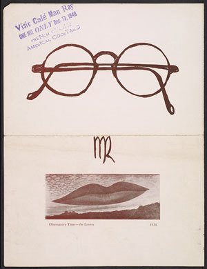 Man Ray exhibition catalogue announcing "Café Man Ray" at the Copley Galleries, December 1948. Courtesy of the William Nelson Copley papers, Archives of American Art, Smithsonian Institution.