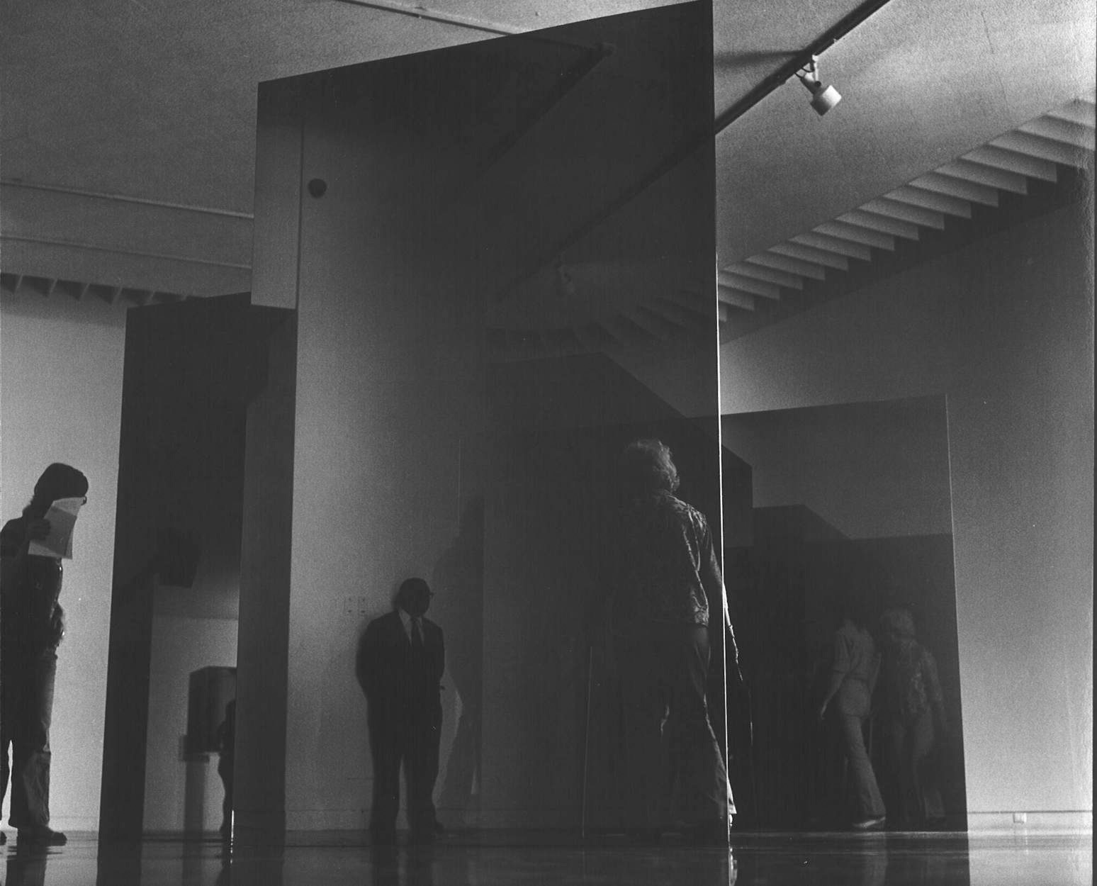Larry Bell's solo exhibition at the Pasadena Museum of Art, 1972. Photo: Patricia Faure. Courtesy of the estate of Patricia Faure and the Norton Simon Museum Archives.