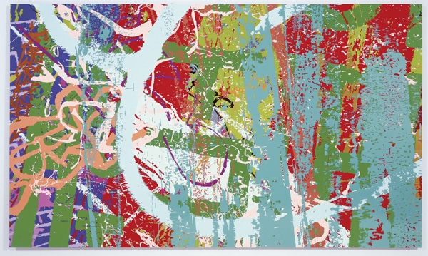 Ingrid Calame, <em>#258 Drawing (Tracings from the Indianapolis Motor Speedway and the L.A. River)</em>, 2007. Enamel paint on aluminum, 6 x 10 ft. Courtesy of the Indianapolis Museum of Art, and the Carmen and Mark Holeman Contemporary Fund. 