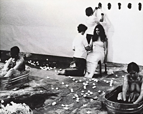 Judy Chicago, Suzanne Lacy, Sandra Orgel and Aviva Rahmani, <em>Ablutions</em>, 1972. Performance at Guy Dill's studio, Venice, CA, Valencia, CA. Photo: Lloyd Hamrol. Courtesy of the artists and the Getty Research Institute.